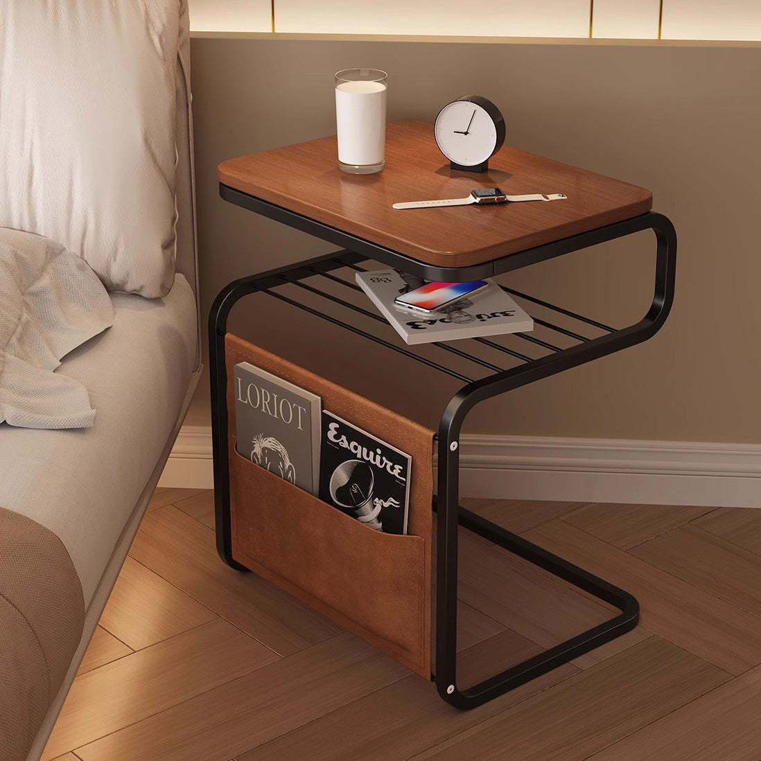 Retro Wood Iron 3-Tier End Table