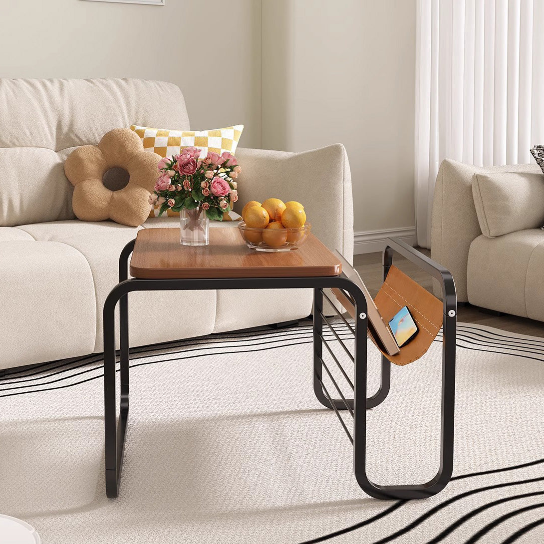 Retro Wood Iron 3-Tier End Table
