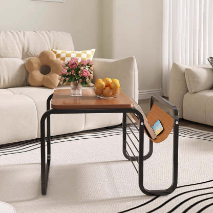 Retro Wood Iron 3-Tier End Table