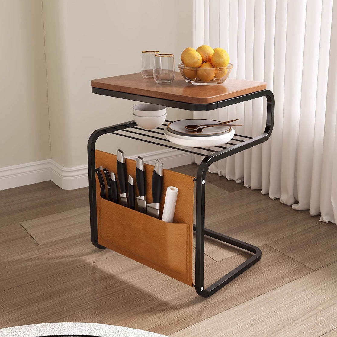 Retro Wood Iron 3-Tier End Table