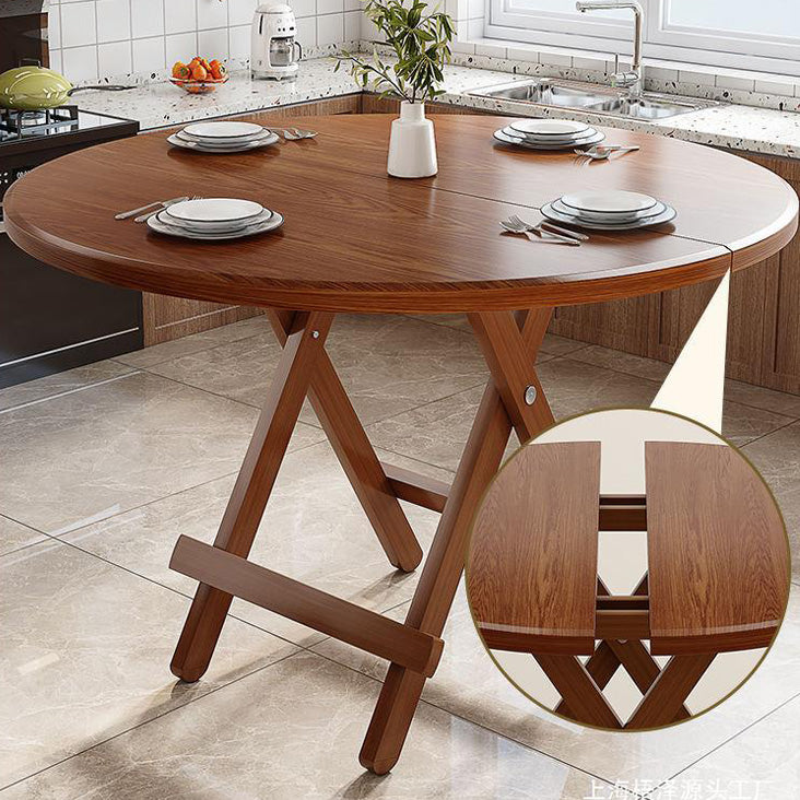 Modern Round Solid Wood Foldable Dining Table