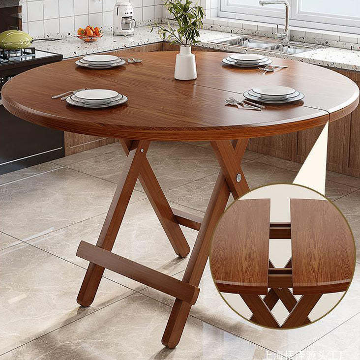 Modern Round Solid Wood Foldable Dining Table