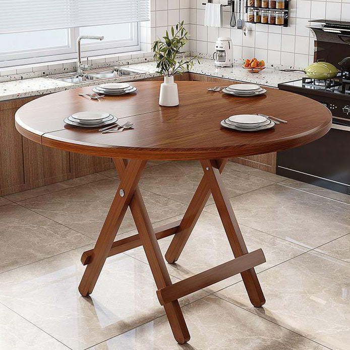 Modern Round Solid Wood Foldable Dining Table