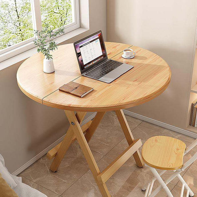 Modern Round Solid Wood Foldable Dining Table