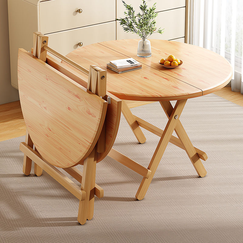 Modern Round Solid Wood Foldable Dining Table