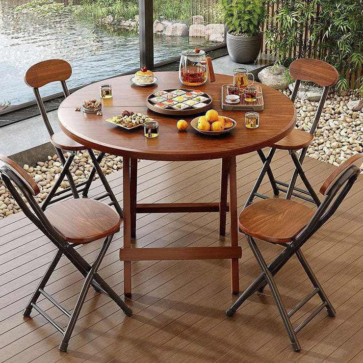 Modern Round Solid Wood Foldable Dining Table