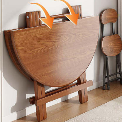 Modern Round Solid Wood Foldable Dining Table