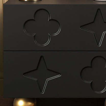 Transitional Cube Wood Carving 2-Drawer Nightstand