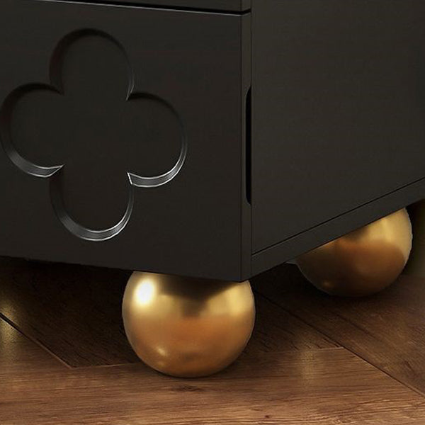 Transitional Cube Wood Carving 2-Drawer Nightstand