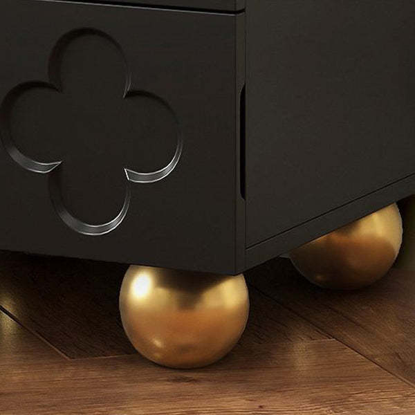 Transitional Cube Wood Carving 2-Drawer Nightstand