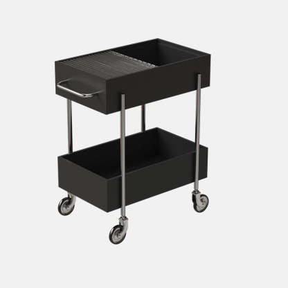 Transitional Glass Carbon Steel 2-Tier Rectangular End Table