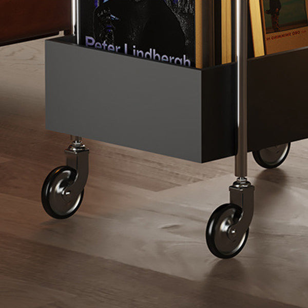 Transitional Glass Carbon Steel 2-Tier Rectangular End Table