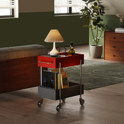 Transitional Glass Carbon Steel 2-Tier Rectangular End Table