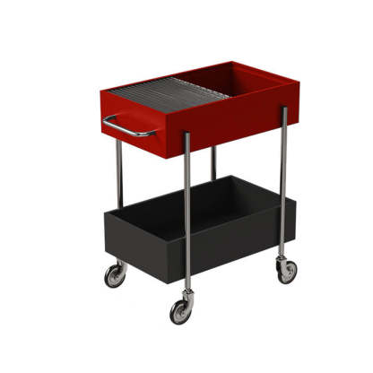Transitional Glass Carbon Steel 2-Tier Rectangular End Table