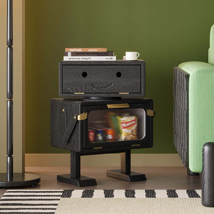 Contemporary Robot Solid Wood 2-Cabinet Nightstand