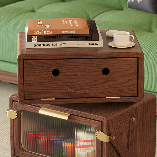 Contemporary Robot Solid Wood 2-Cabinet Nightstand