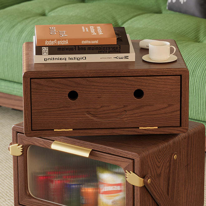 Contemporary Robot Solid Wood 2-Cabinet Nightstand