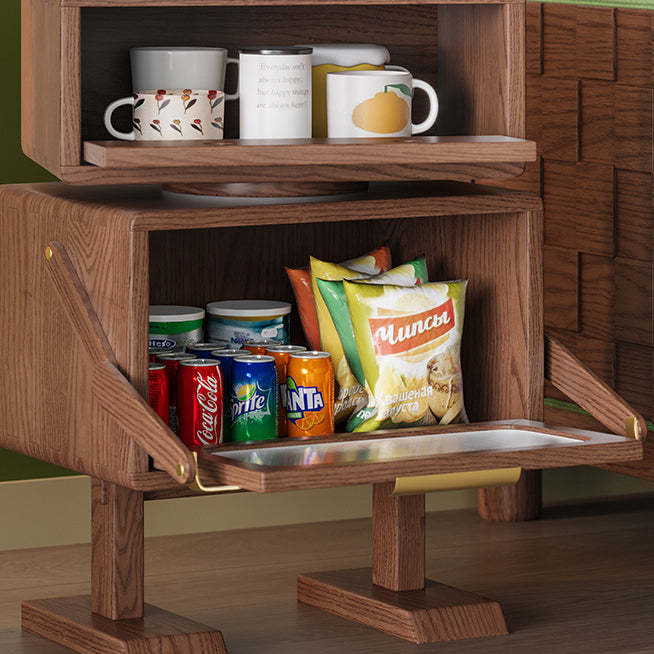 Contemporary Robot Solid Wood 2-Cabinet Nightstand