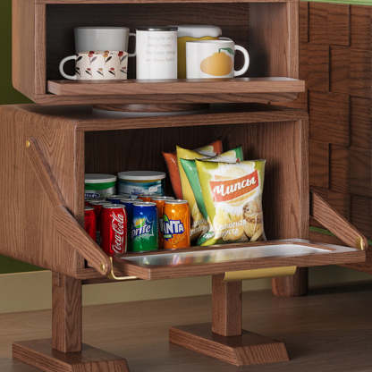 Contemporary Robot Solid Wood 2-Cabinet Nightstand