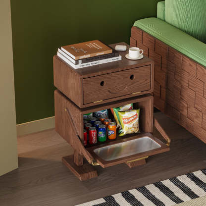 Contemporary Robot Solid Wood 2-Cabinet Nightstand