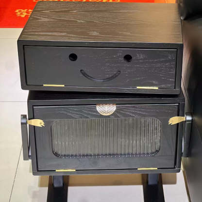 Contemporary Robot Solid Wood 2-Cabinet Nightstand