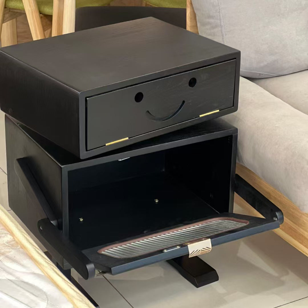 Contemporary Robot Solid Wood 2-Cabinet Nightstand