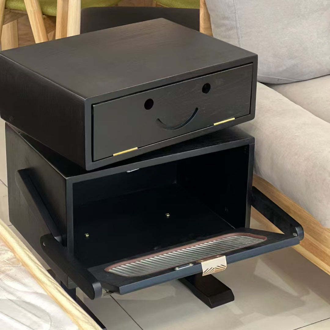Contemporary Robot Solid Wood 2-Cabinet Nightstand