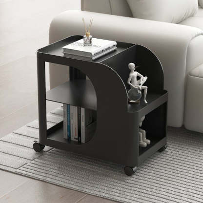Mid-Century Geometric Arc Iron 2-Tier End Table — White