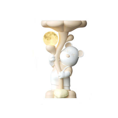 Contemporary Creative Strap Bear Resin Round Top Moon Decoration Side Table For Living Room