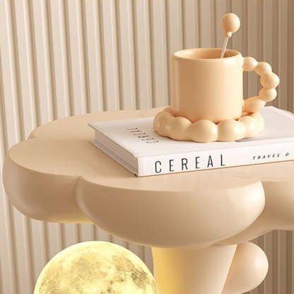 Contemporary Creative Strap Bear Resin Round Top Moon Decoration Side Table For Living Room