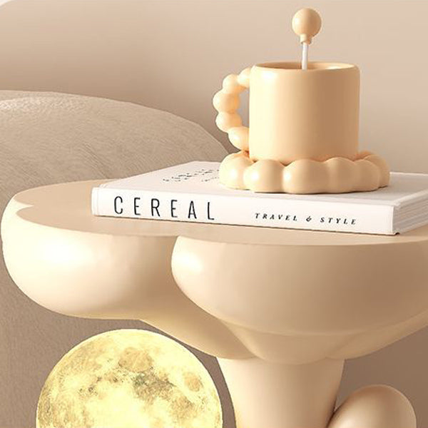Contemporary Creative Strap Bear Resin Round Top Moon Decoration Side Table For Living Room