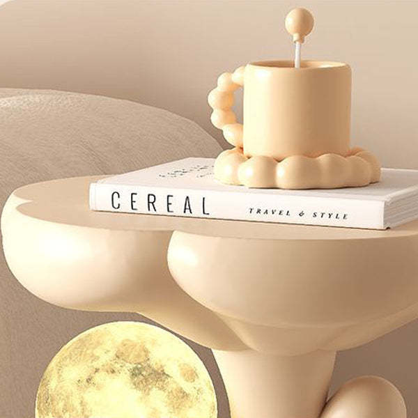 Contemporary Creative Strap Bear Resin Round Top Moon Decoration Side Table For Living Room