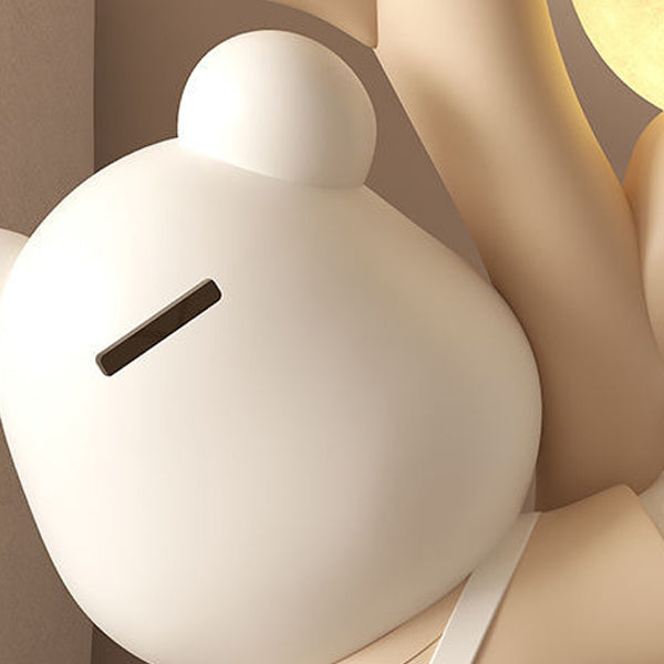 Contemporary Creative Strap Bear Resin Round Top Moon Decoration Side Table For Living Room