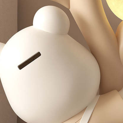 Contemporary Creative Strap Bear Resin Round Top Moon Decoration Side Table For Living Room