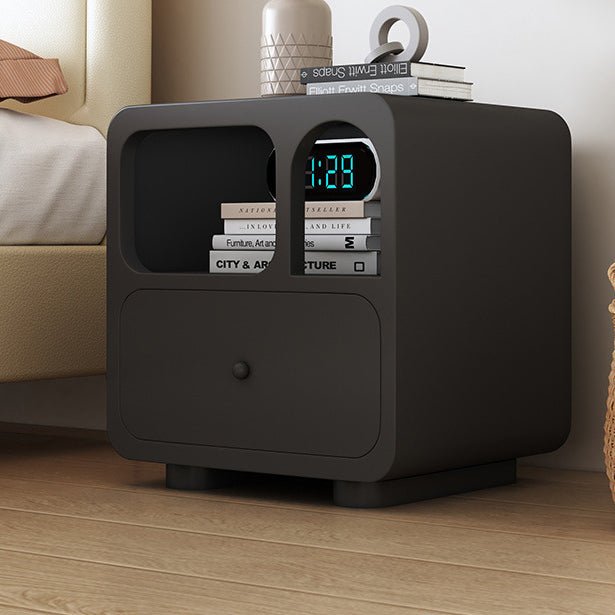 Contemporary Cube Solid Wood 1-Drawer Nightstand
