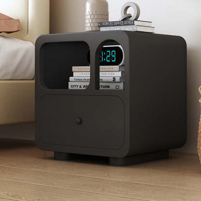 Contemporary Cube Solid Wood 1-Drawer Nightstand