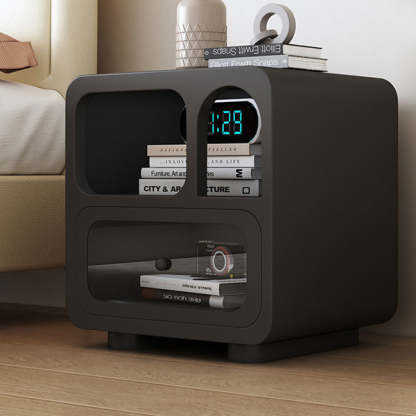 Contemporary Cube Solid Wood 1-Drawer Nightstand