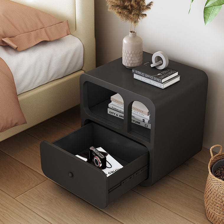 Contemporary Cube Solid Wood 1-Drawer Nightstand