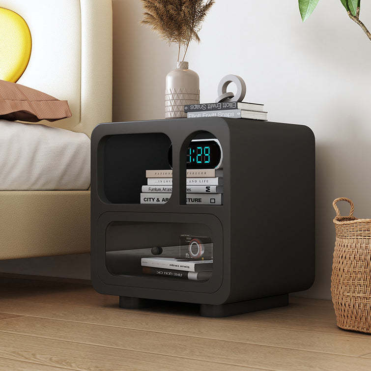 Contemporary Cube Solid Wood 1-Drawer Nightstand