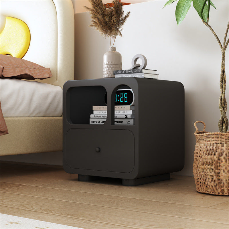 Contemporary Cube Solid Wood 1-Drawer Nightstand