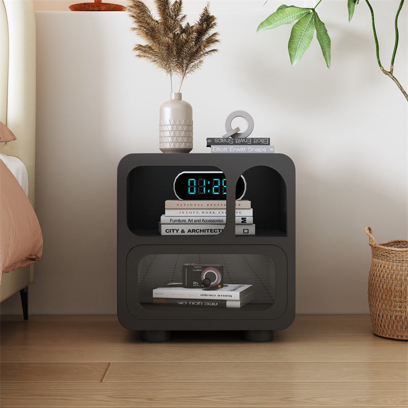 Contemporary Cube Solid Wood 1-Drawer Nightstand