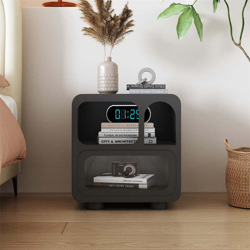 Contemporary Cube Solid Wood 1-Drawer Nightstand
