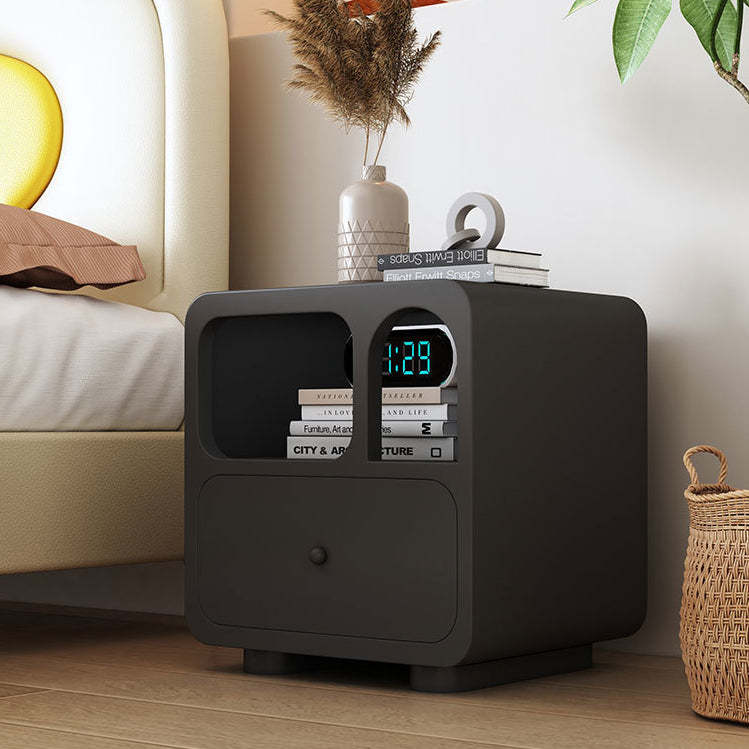 Contemporary Cube Solid Wood 1-Drawer Nightstand