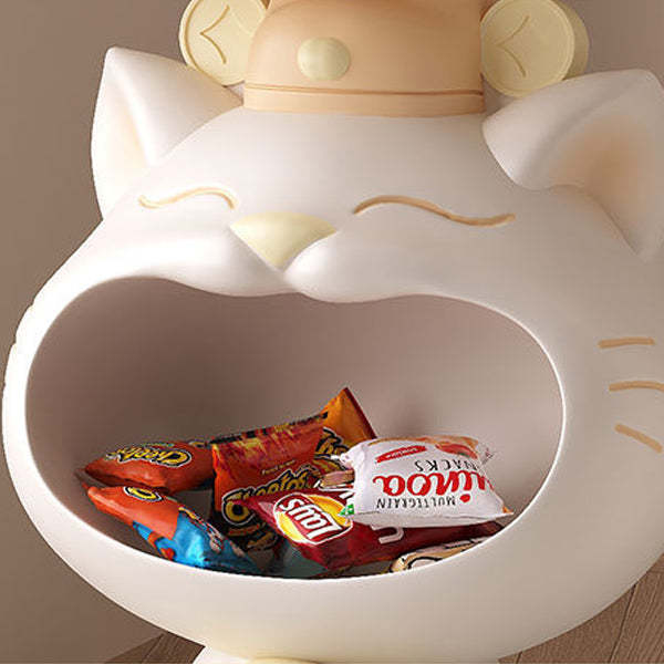Contemporary Big-Mouth Cat Resin Round Side Table