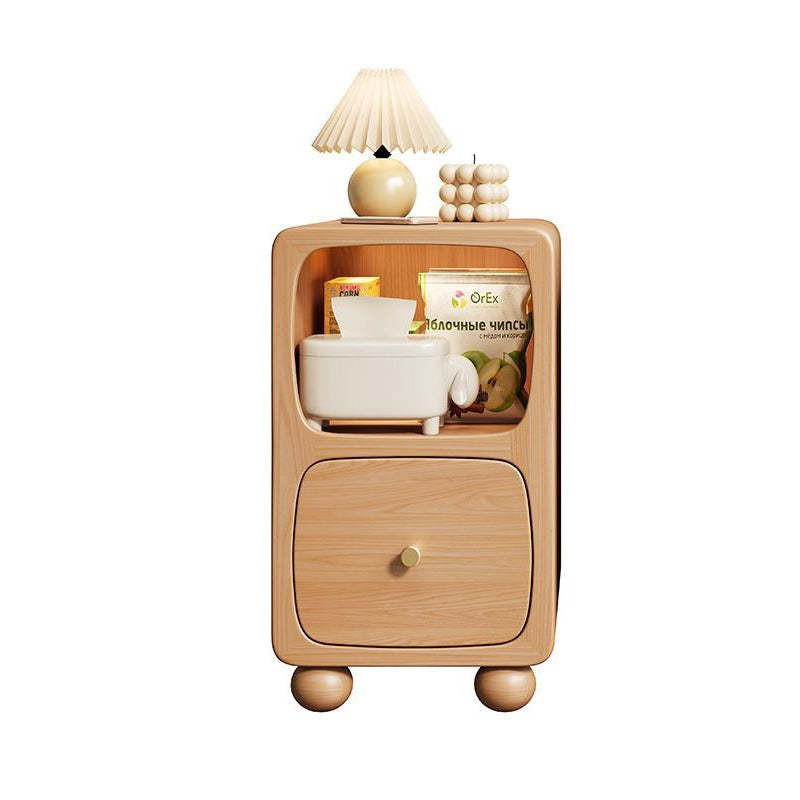 Contemporary Solid Wood Slim 1-Drawer Nightstand
