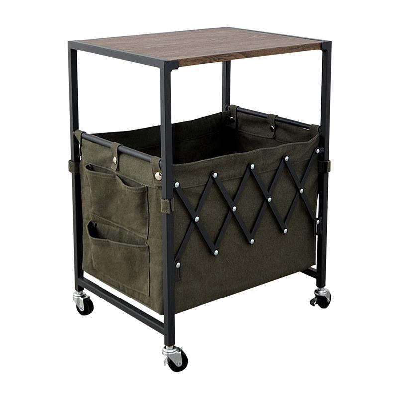 Nordic Engineered Wood 2-Tier Rolling Cart End Table with Bags