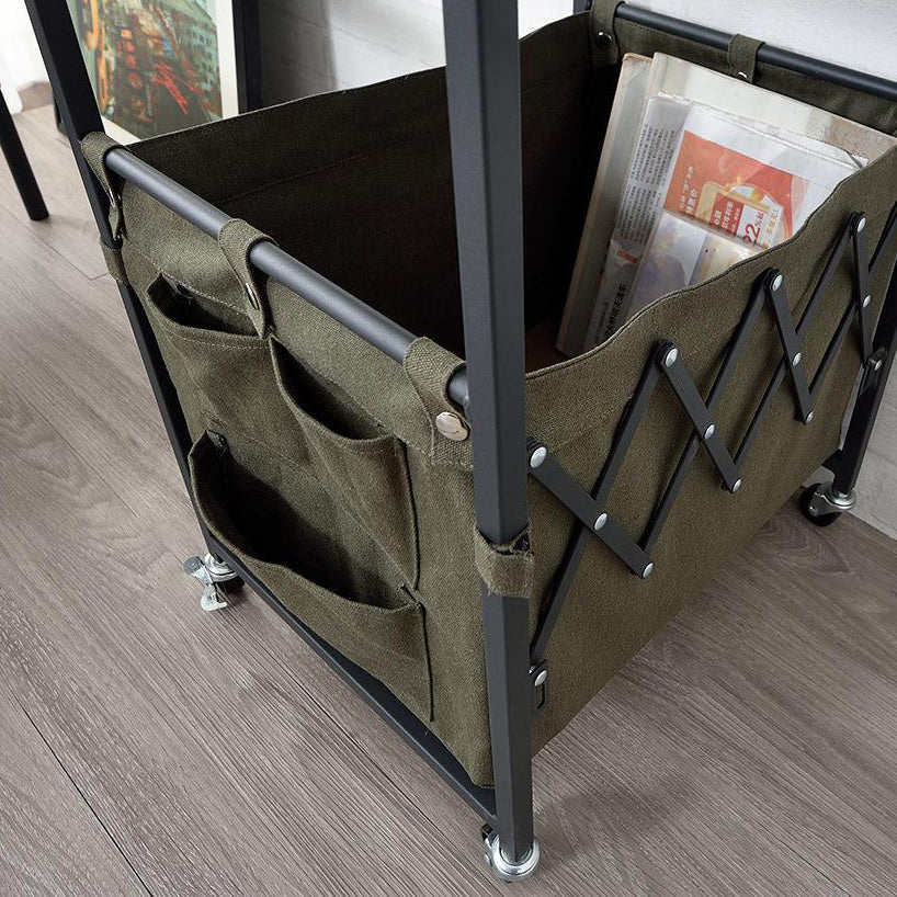 Nordic Engineered Wood 2-Tier Rolling Cart End Table with Bags