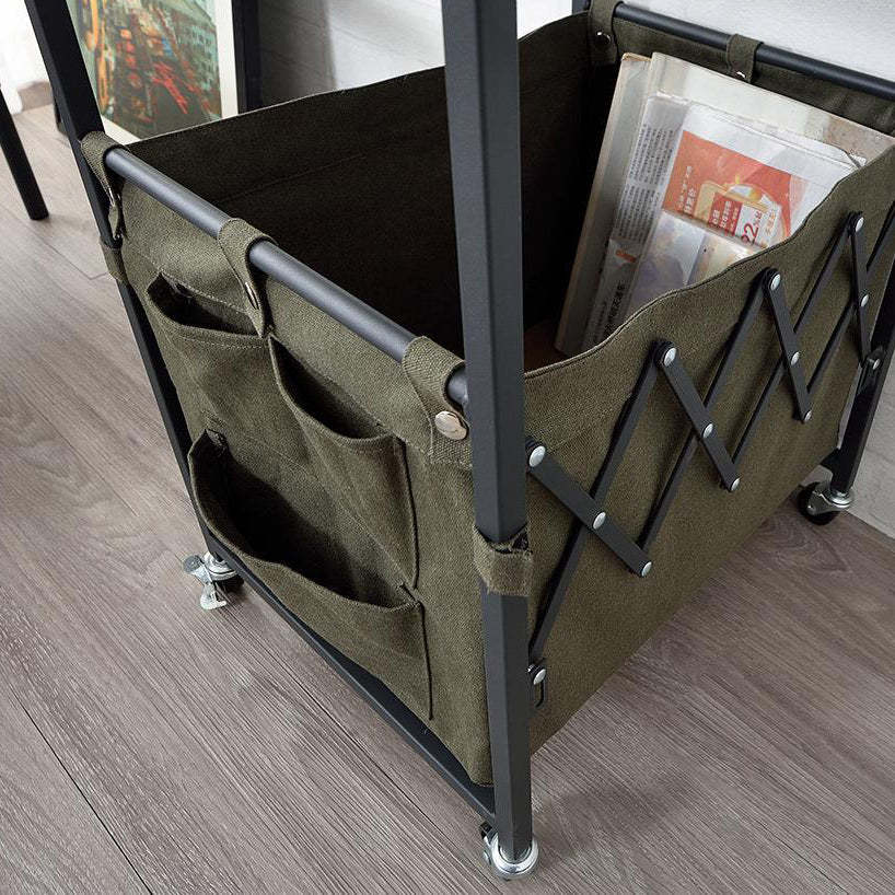 Nordic Engineered Wood 2-Tier Rolling Cart End Table with Bags