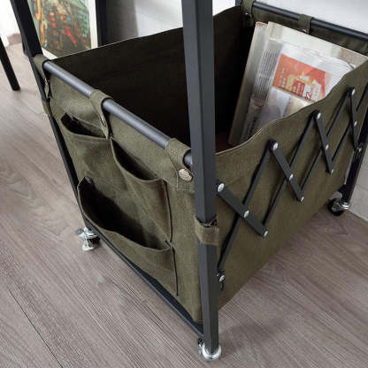 Nordic Engineered Wood 2-Tier Rolling Cart End Table with Bags