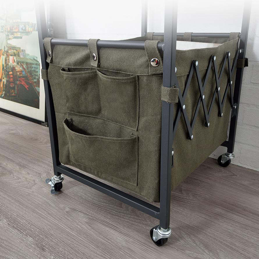 Nordic Engineered Wood 2-Tier Rolling Cart End Table with Bags